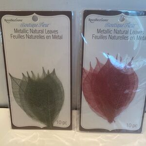 NIP Set of 2 Packages Recollections Boutique Fleur Metallic Natural Leaves